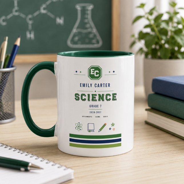 Personalized Navy Green Science School Cover Mug (Personalized Navy Green Science School Cover Mug
)