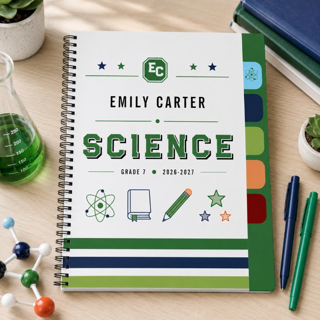 Personalized Navy Green Science School Cover Notebook (Personalized Navy Green Science School Cover Notebook
)