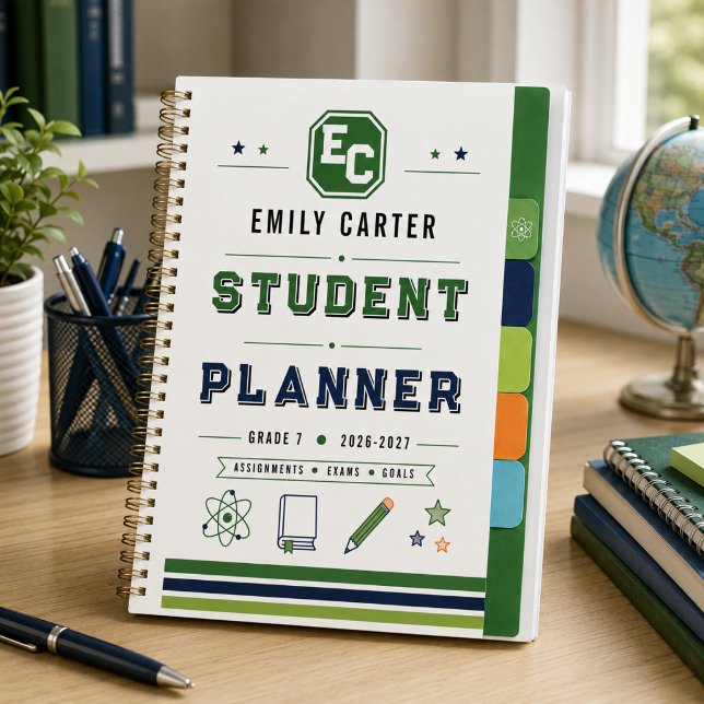 Personalized Navy Green Science School Cover Planner (Personalized Navy Green Science School Cover Planner
)