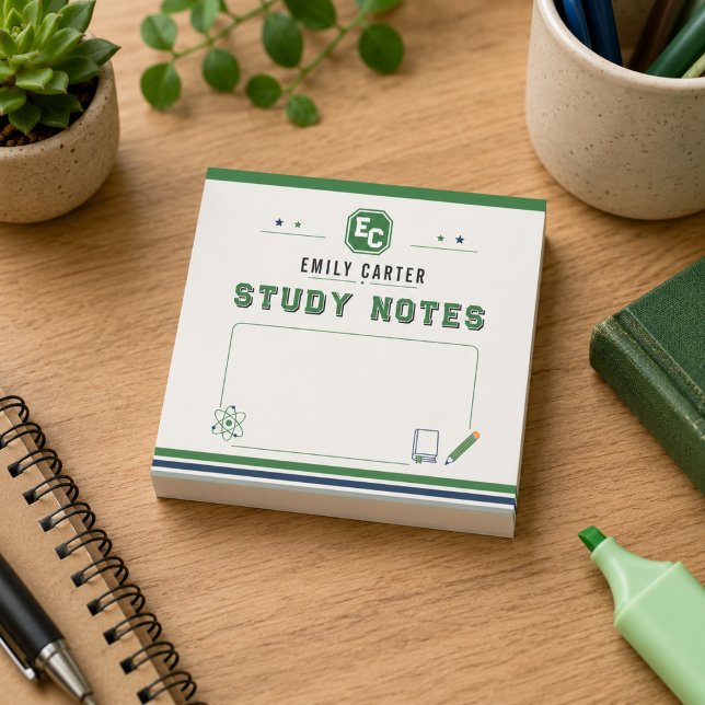 Personalized Navy Green Science School Cover Post-it Notes (Personalized Navy Green Science School Cover Post-it Notes
)