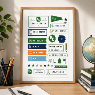 Personalized Navy Green Science School Cover Poster