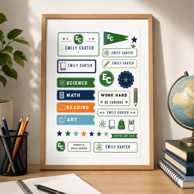 Personalized Navy Green Science School Cover  Poster (Personalized Navy Green Science School Cover Poster
)