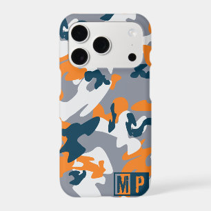 Personalized Navy, Grey and Orange Camouflage