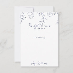Personalized Navy Message Bridal Shower Thank you Card