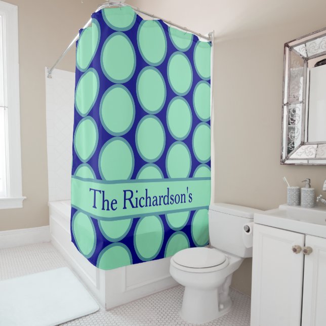 Personalized Navy Mint Polka Dot Pattern Modern  (In Situ)