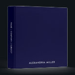 Personalized Navy Monogram Binder<br><div class="desc">Stay organized with this customizable navy blue 3 ring binder featuring a simple and stylish monogram design. The name is elegantly displayed in white font on the lower thirds against a solid background. The perfect addition to your office or school supplies, this binder is great for keeping track of documents,...</div>