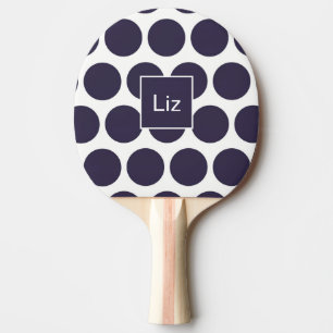 Personalized Navy Polka Dot Ping Pong Paddle