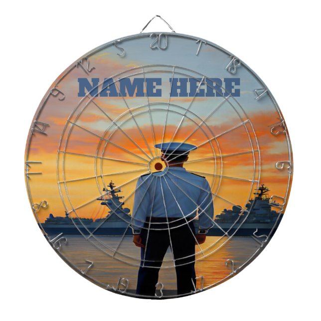 Personalized Navy Sailor Dartboard (Front)