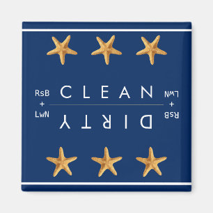 Personalized Navy w/ Yellow Starfish Clean/Dirty Magnet