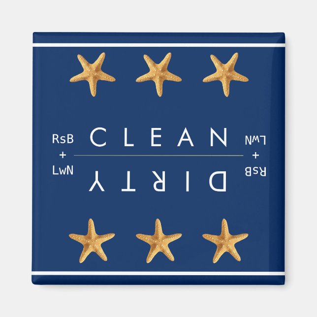 Personalized Navy w/ Yellow Starfish Clean/Dirty Magnet (Front)