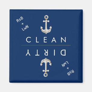 Personalized Navy White Anchor Clean/Dirty Magnet