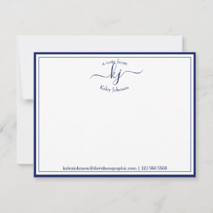 Personalized Navy White From The Desk Of Note Card