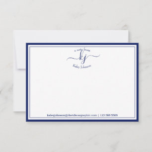 Personalized Navy White From The Desk Of Note Card