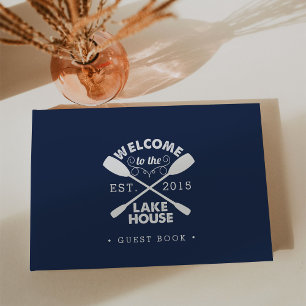 Personalized Navy & White Lake House Guest Book