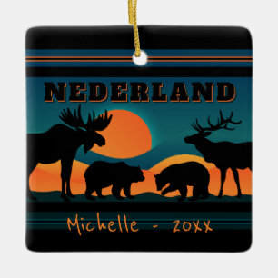 Personalized Nederland, Colorado Sunset Christmas Ceramic Ornament