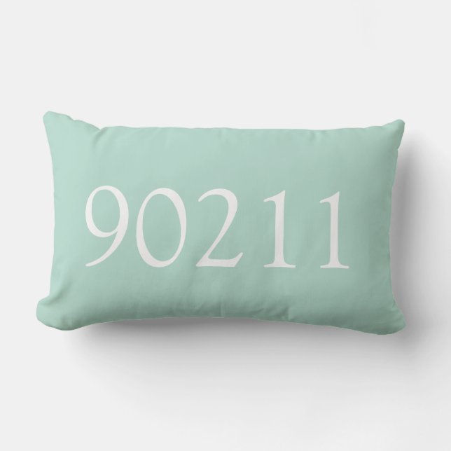 Personalized Neo Mint White Zip Code Lumbar Pillow (Front)
