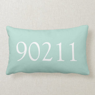 Personalized Neo Mint White Zip Code Lumbar Pillow