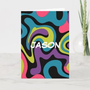 Personalized Neon Abstract Pattern — Retro Design Card