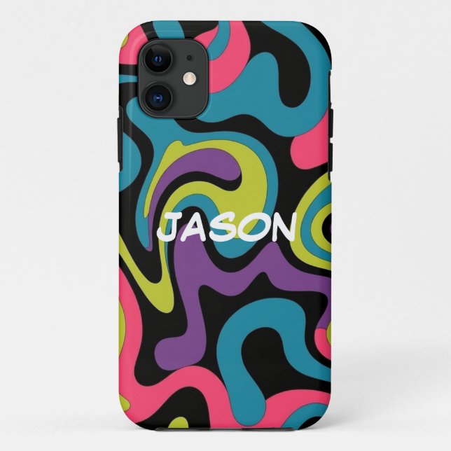 Personalized Neon Abstract Pattern — Retro Design Case-Mate iPhone Case (Back)