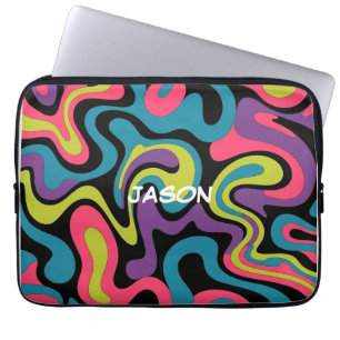 Personalized Neon Abstract Pattern — Retro Design Laptop Sleeve