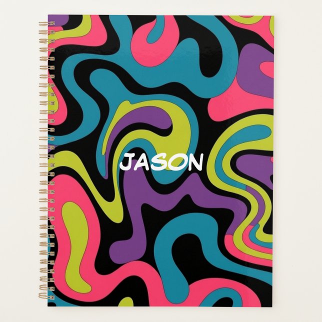 Personalized Neon Abstract Pattern — Retro Design Planner (Front)