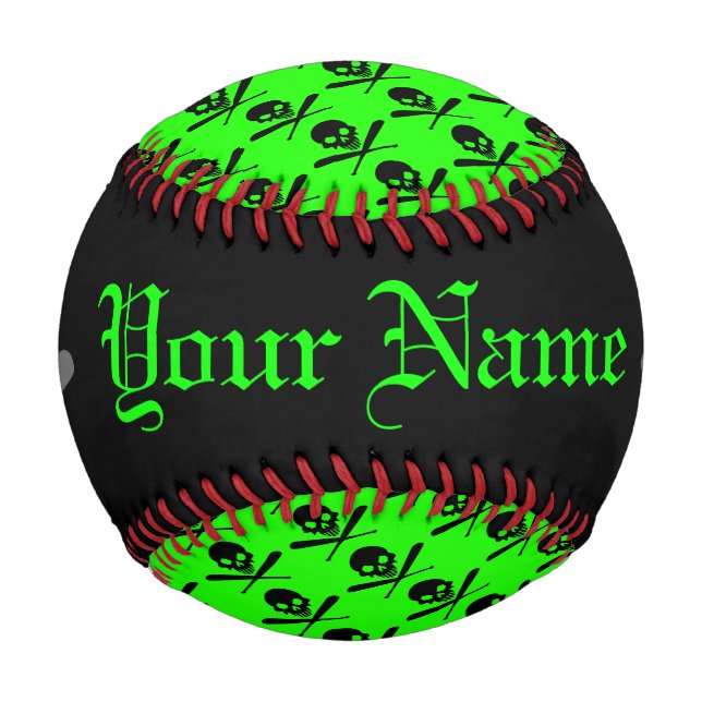 Personalized Neon Baseball Skull and Crossed Bats (Front)