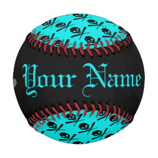 Personalized Neon Baseball Skull and Crossed Bats