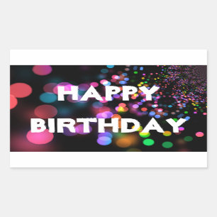 Personalized Neon Colourful Bokeh Happy Birthday Sticker