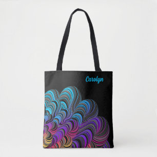 Personalized Neon Colours on Black Tote Bag