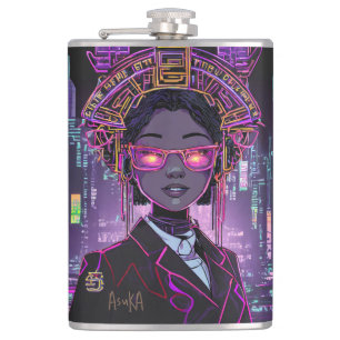 Personalized Neon Future Cyberpunk ID1028 Hip Flask
