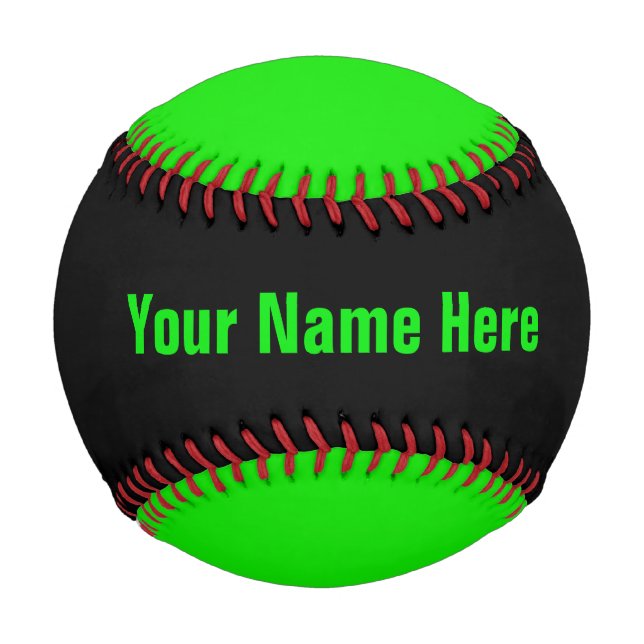 Personalized Neon Green and Black Baseball (Back)