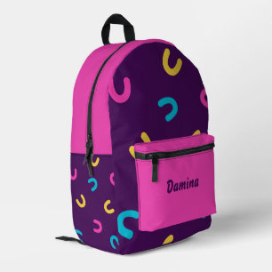 Personalized Neon/Magenta Fun Pattern Printed Backpack
