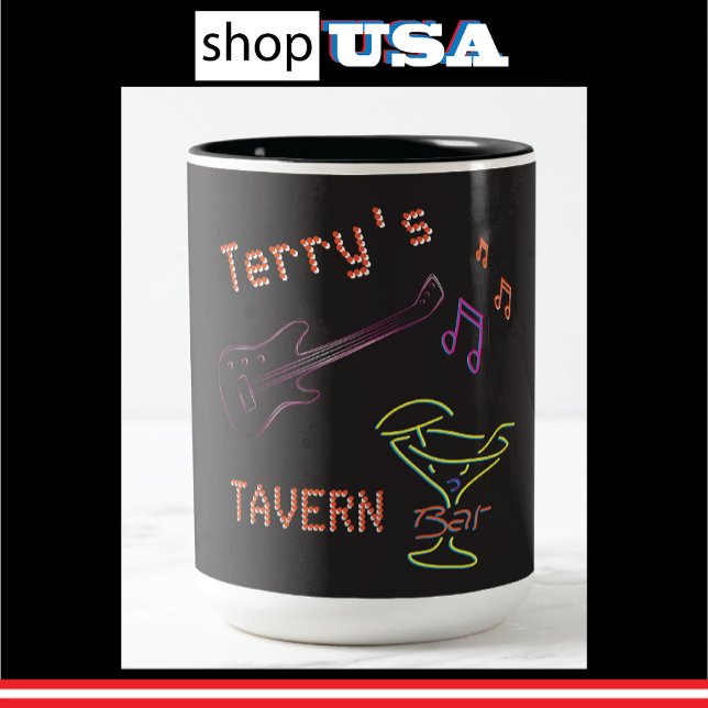 Personalized Neon Mancave Mug 🍺 Faux Tavern Club  (Creator Uploaded)