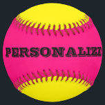 Personalized neon pink and yellow softball gift<br><div class="desc">Personalized neon pink and yellow softball gift. Custom sports present with your name or quote. Fun Birthday or Holiday gift for kids,  friends,  family,  player,  fan,  high school coach,  team,  teacher,  trainer etc. Choose your own colours.</div>