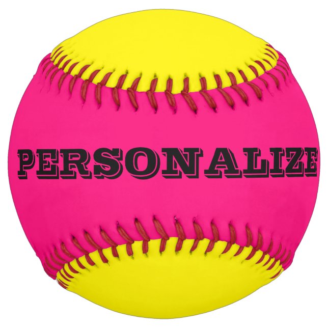 Personalized neon pink and yellow softball gift (Back)