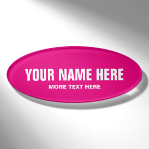 Personalized neon pink magnetic name badge tag