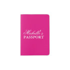 Personalized neon pink solid colour passport holde