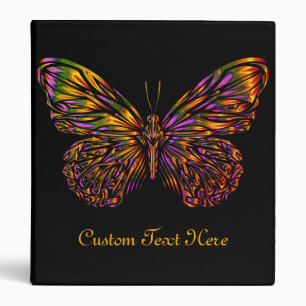 Personalized Neon Rainbow Butterfly Binder