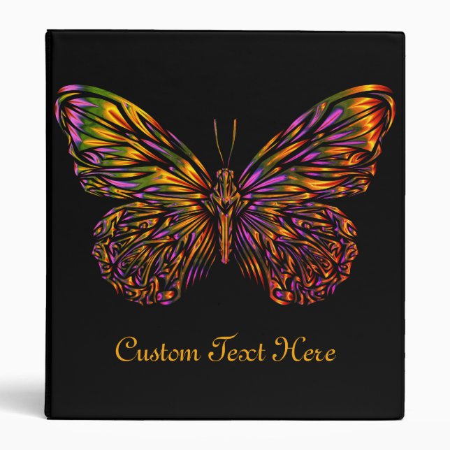 Personalized Neon Rainbow Butterfly Binder (Front)
