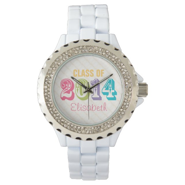 PERSONALIZED NEON RAINBOW CLASS OF 2014 WATCH (Front)