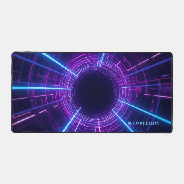 Personalized Neon Retro-Futuristic Gateway Desk Mat (Front)