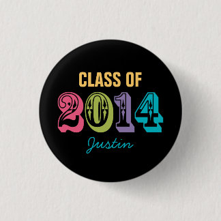 Personalized Neon Typography Class of 2014 1 Inch Round Button