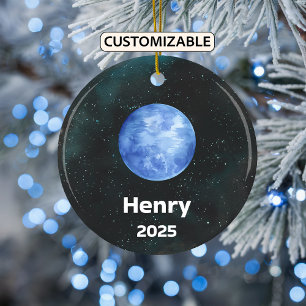 Personalized Neptune Ornament, Solar System Planet Ceramic Ornament