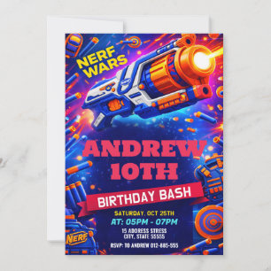 Personalized Nerf Birthday for kids Invitation