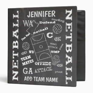 Personalized netball chalkboard style binder