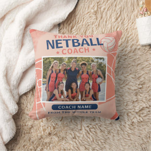 Personalized Netball Coach Team Photo Thank You Throw Pillow