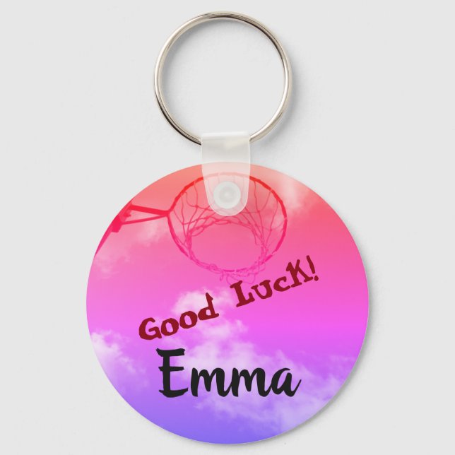 Personalized Netball Hoop Photo Keychain (Front)