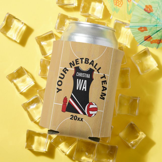 Personalized Netball player team award Can Cooler (In Situ Summer)