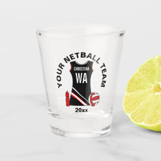 Personalized Netball player team award Shot Glass
