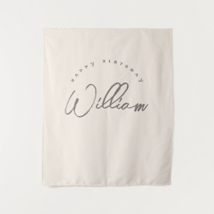 Personalized Neutral Birthday Banner Boys Tapestry